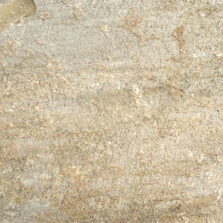 Swatch image cropped for Mandarin Yellow Slate - Irregular Pavers. The surface finish shown is natural. Dominant colors shown are beige and tan; with brown, orange/rust and cream secondaries. Exhibits 