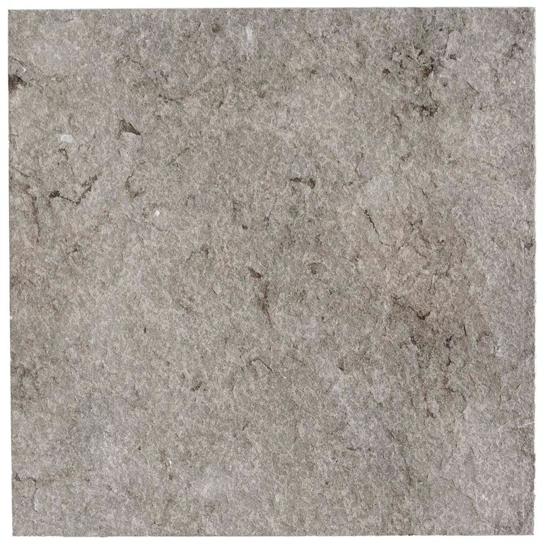 Color/Finish variation image for Limestone- Portuguese Dawn Haze - Pool Coping. The surface finish shown is flamed. The dominant color shown is gray; with beige, green, purple and white secondaries. The color mix creates a cool feeling. Regular and cloudy color patterns.
