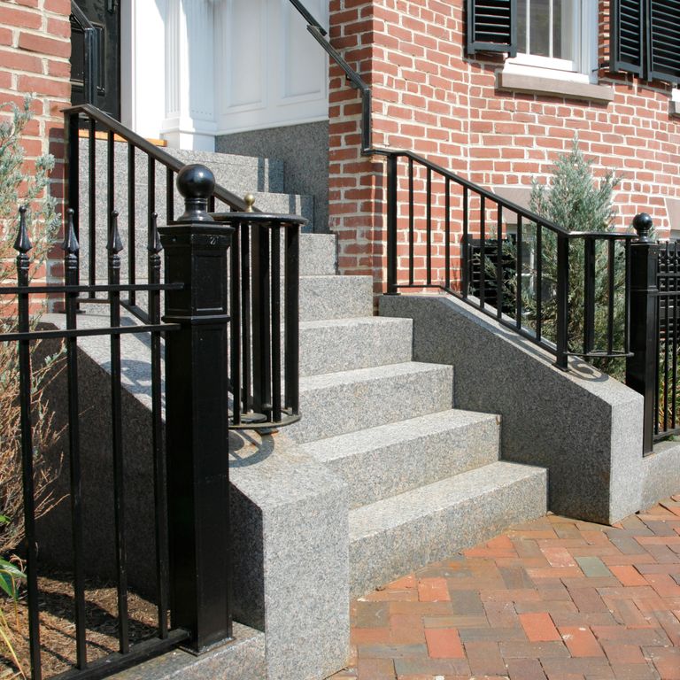 Application image for Caledonia Granite - Monolithic Steps. The image shows this product being used for landscape curbing & edging and monolithic steps. This is a building and landscape stone for indoor and outdoor commercial and residential applications. Suitable for general use, freeze-thaw conditions, high traffic areas, low slipperiness surfaces and high heel compatibilty situations. Moderate to higher on the price spectrum.