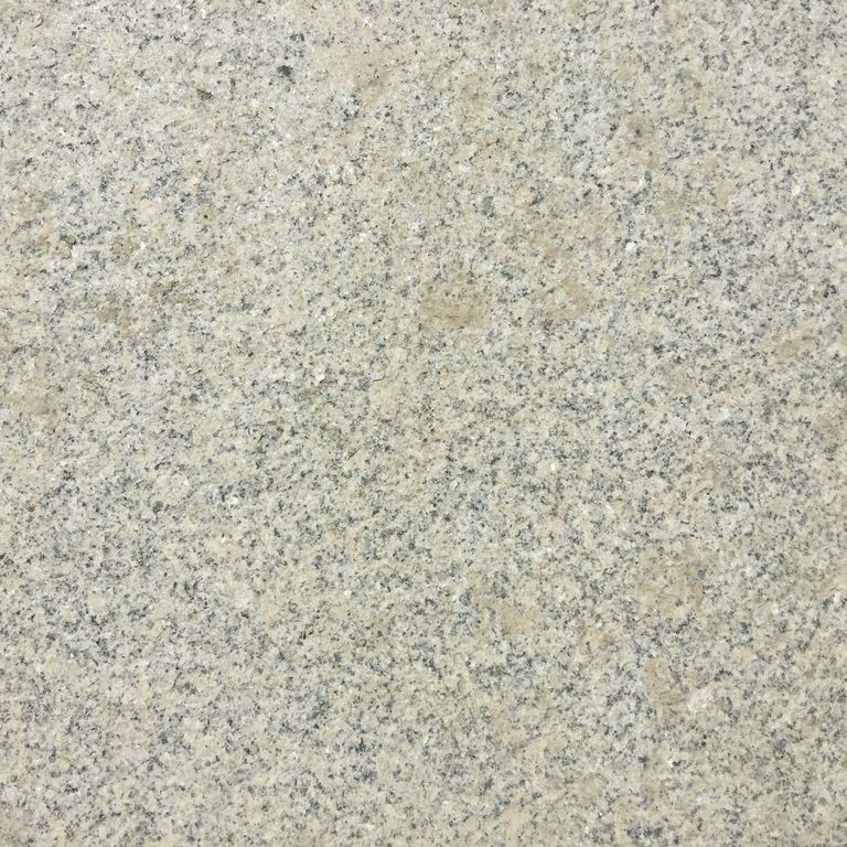Color/Finish variation image for Cape Neddick Granite Clear - Full Bed Veneer. Dominant colors shown are beige and gray; with green, white, tan and cream secondaries. The color mix creates a warm feeling. Speckled and fine speckled color patterns.