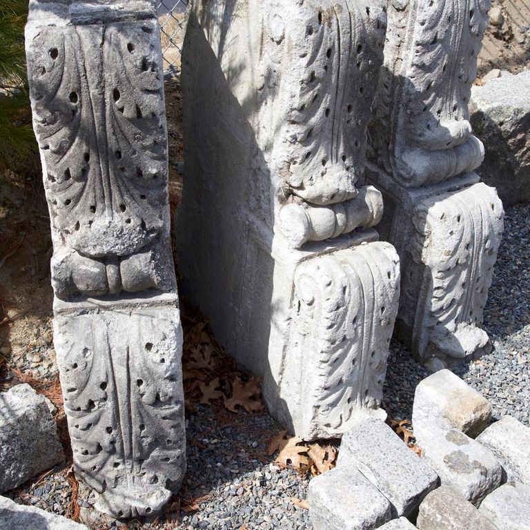 Application image for Reclaimed Architectural Pieces. The image shows this product being used in an architectural elements application. This is a building and landscape stone for indoor and outdoor commercial and residential applications. Suitable for general use and freeze-thaw conditions situations. Low to high on the price spectrum.