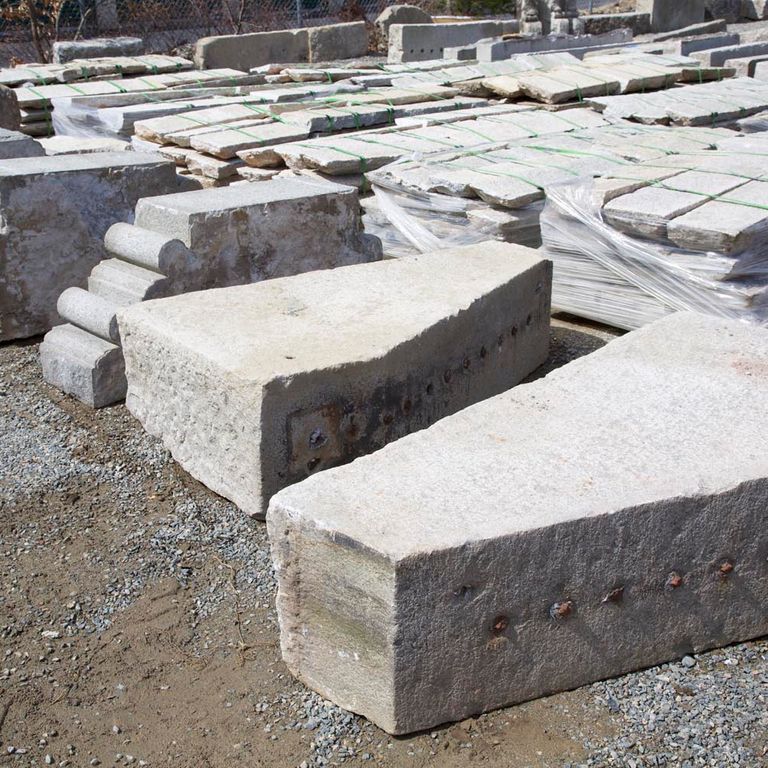 Application image for Reclaimed Architectural Pieces. The image shows this product being used in an architectural elements application. This is a building and landscape stone for indoor and outdoor commercial and residential applications. Suitable for general use and freeze-thaw conditions situations. Low to high on the price spectrum.