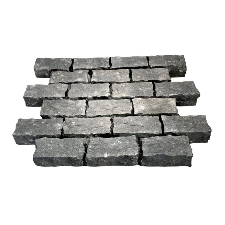 Nordic Black Basalt Cobblestones - Rectangle - Split Top, Split Sides