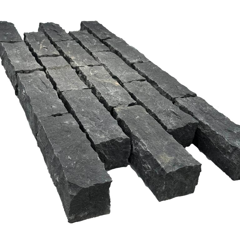 Application image for Nordic Black Basalt Cobblestones - Rectangle - Split Top, Split Sides. The surface finish shown is split-face. Dominant colors shown are black and gray. The color mix creates a cool feeling.