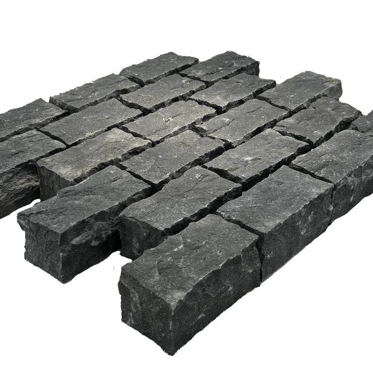 Nordic Black Basalt Cobblestones - Rectangle - Split Top, Split Sides