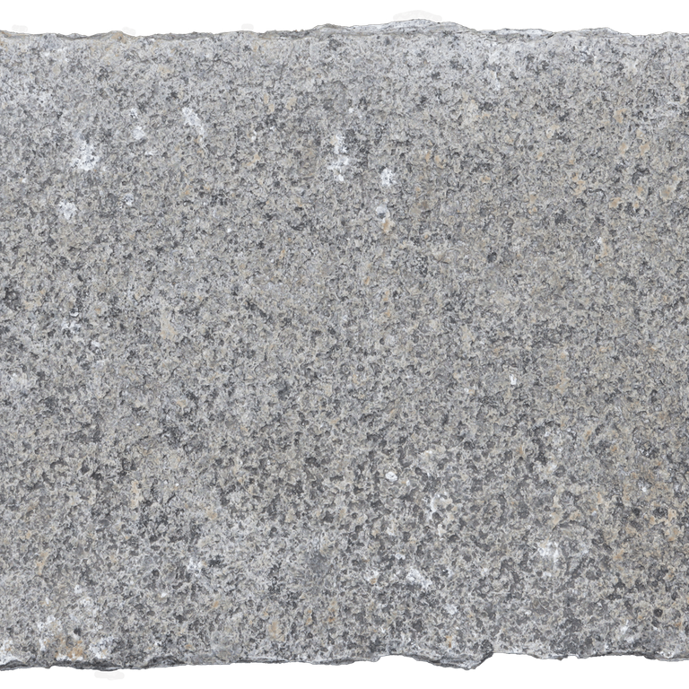 Color/Finish variation image for Granite - Antiqued Plank - Pavers. The dominant color shown is gray; with beige, blue and white secondaries. The color mix creates a cool feeling. Speckled, fine speckled and cloudy color patterns.