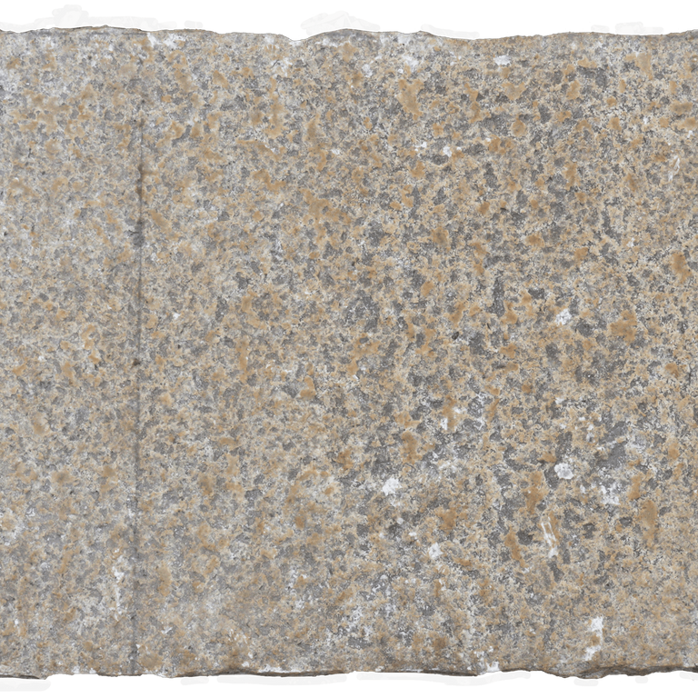 Color/Finish variation image for Granite - Antiqued Plank - Pavers. The dominant color shown is gray; with beige, brown, orange/rust, white and tan secondaries. Speckled, blotched and cloudy color patterns.