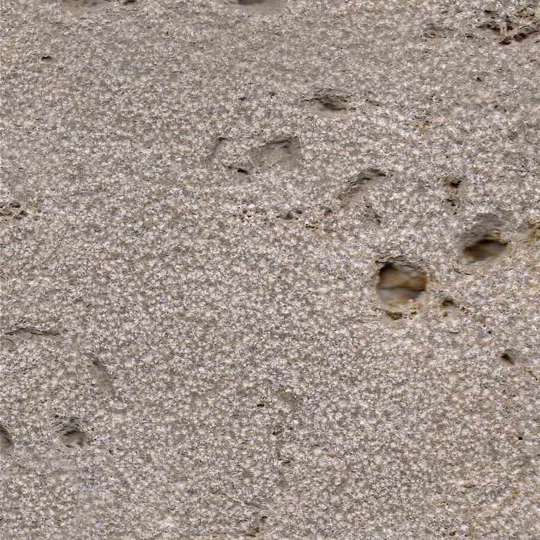 Color/Finish variation image for Bavarian Dolomite - Gray - Wall Veneer. The surface finish shown is bush hammered. Dominant colors shown are gray and tan; with beige, brown, orange/rust and purple secondaries. The color mix creates a warm feeling. Random, speckled and blotched color patterns.