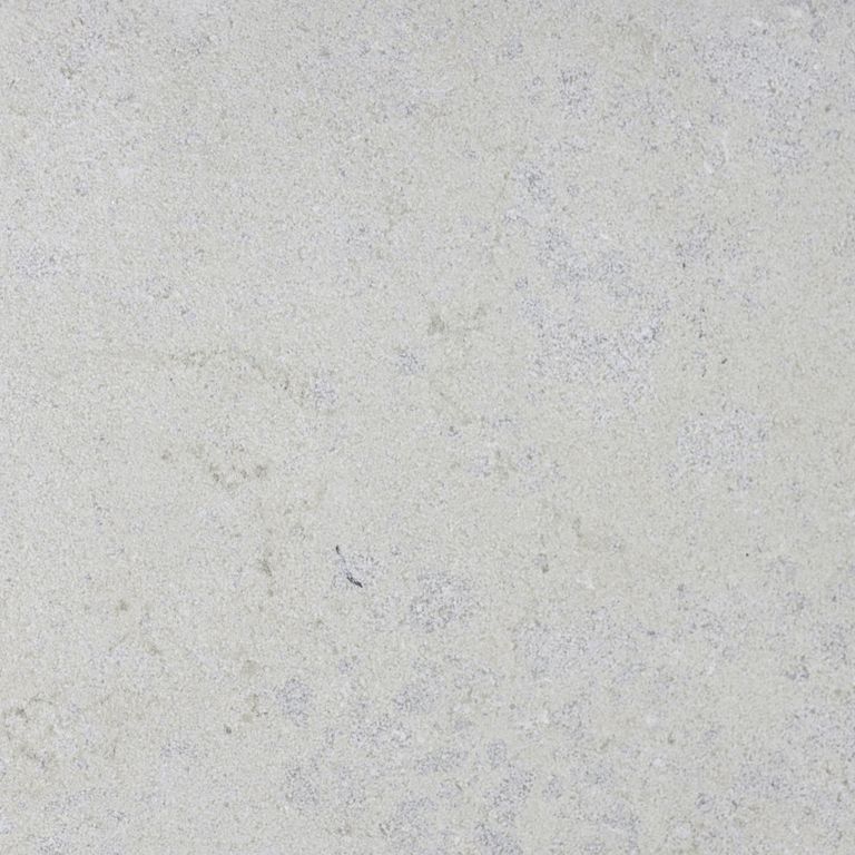 Color/Finish variation image for Bavarian Limestone - Gray - Interior Floor. The surface finish shown is sand blasted. Dominant colors shown are beige, gray and white. The color mix creates a cool feeling. Solid and cloudy color patterns.