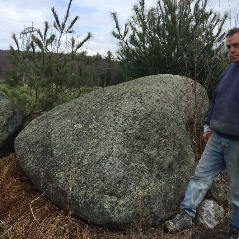 Application image for New England Fieldstone Boulders & Ledgestone - Jumbo Boulders. The surface finish shown is weathered. The dominant color shown is gray.