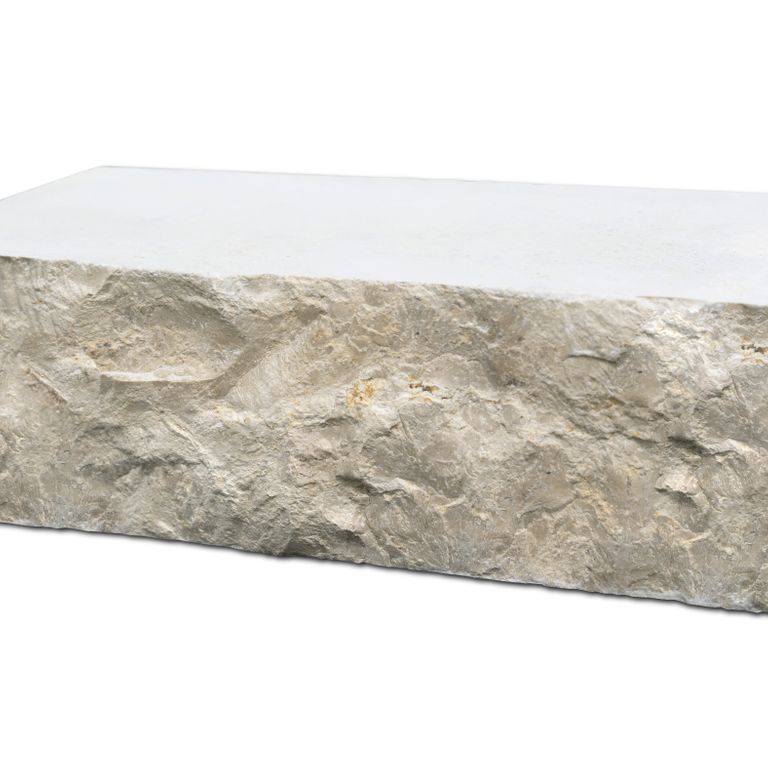 Oblique image for Bavarian Beige Limestone - Bavarian Brick. The surface finish shown is natural cleft. The dominant color shown is beige. The color mix creates a warm feeling.