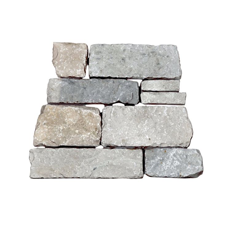 Limestone - Lannon Gray Veneer - Tumbled + Sawn