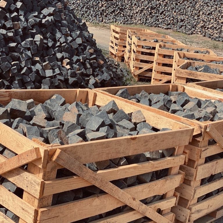Application image for Black Moon Basalt - Cobblestones. Dominant colors shown are black and gray.
