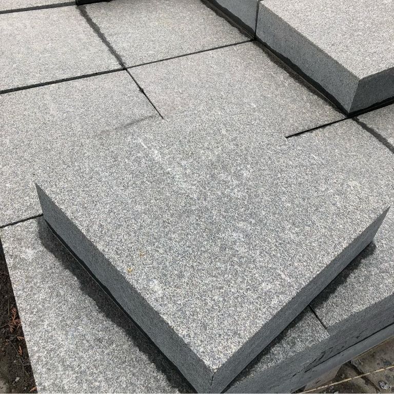 Application image for Gabbro Dark Magma Granite - Pavers. The dominant color shown is gray. The color mix creates a cool feeling.