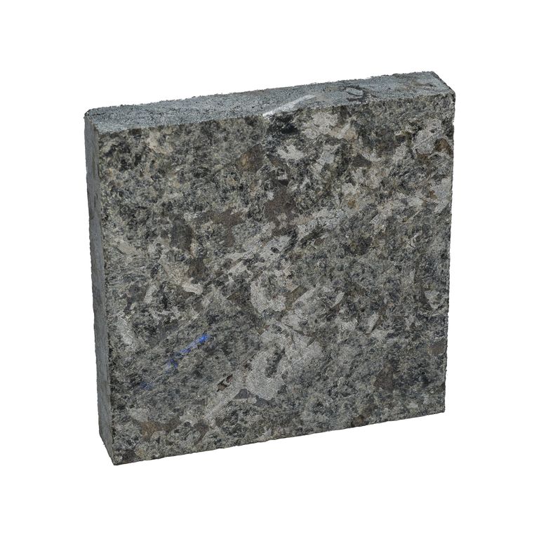 Oblique image for Labradorite Blue Seven Oceans - Pavers. The surface finish shown is flamed. The dominant color shown is gray. The color mix creates a cool feeling.