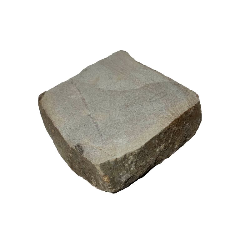 Oblique image for Sandstone - Reclaimed European Cobblestones - Square - Flat Surface. The surface finish shown is sawn. The dominant color shown is gray. The color mix creates a warm feeling.