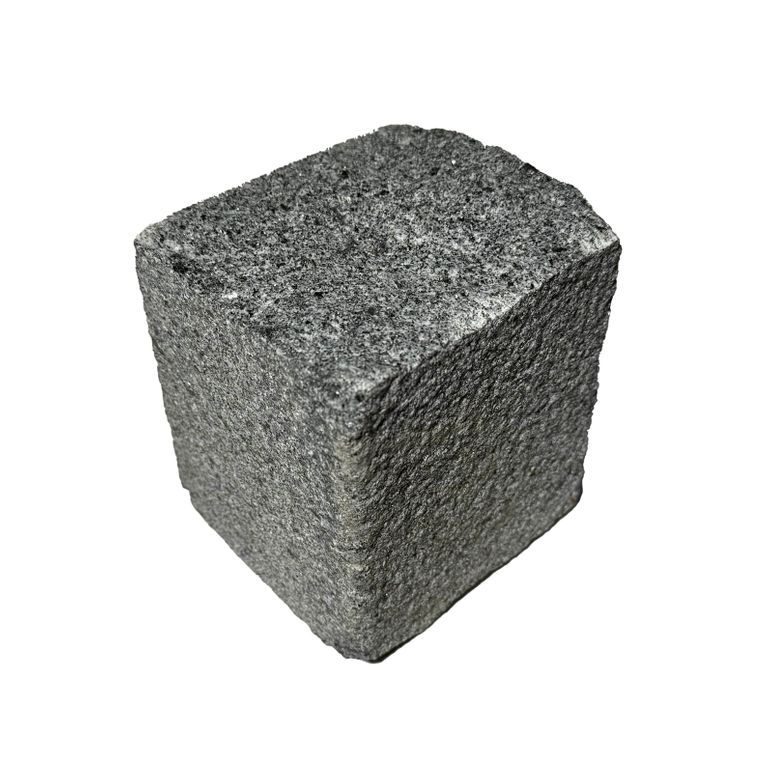 Feature image for Republic Black Granite - Cobblestones. The surface finish shown is split-face. The dominant color shown is gray. The color mix creates a cool feeling.
