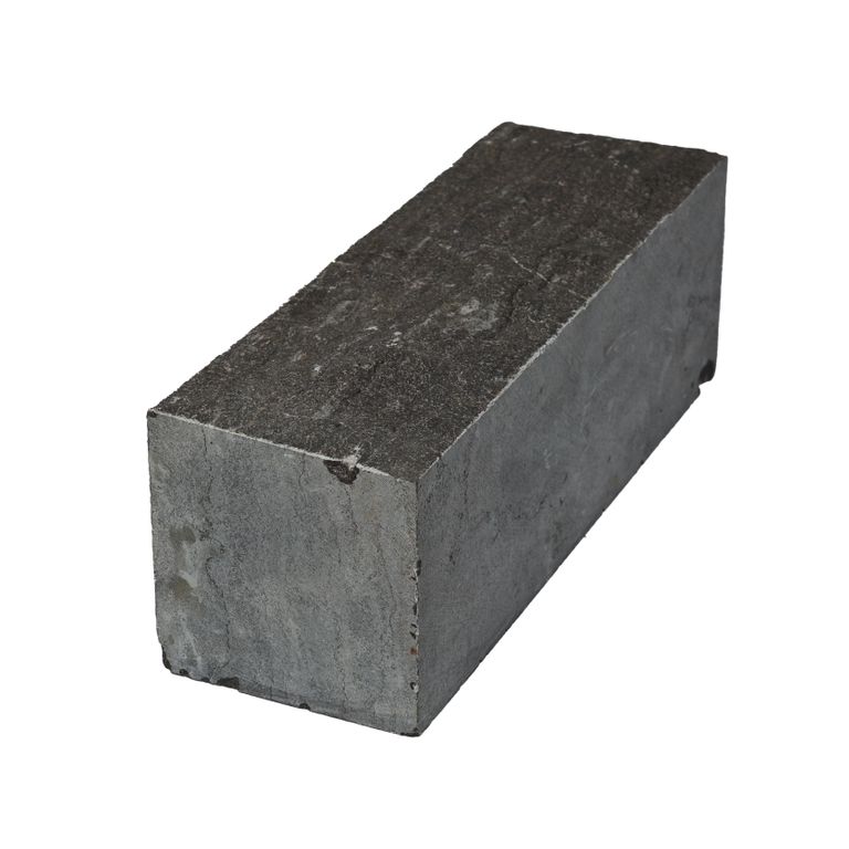 Oblique image for Limestone - Highland Cobblestones - Rectangle - Split Top, Sawn Sides. The surface finish shown is split-face. Dominant colors shown are black and gray. The color mix creates a cool feeling.