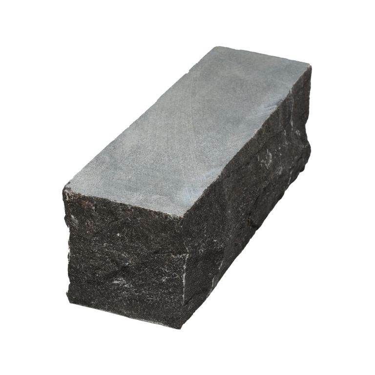 Oblique image for Limestone - Highland Cobblestones - Rectangle - Sawn Top, Split Sides. The surface finish shown is . The dominant color shown is gray. The color mix creates a cool feeling.