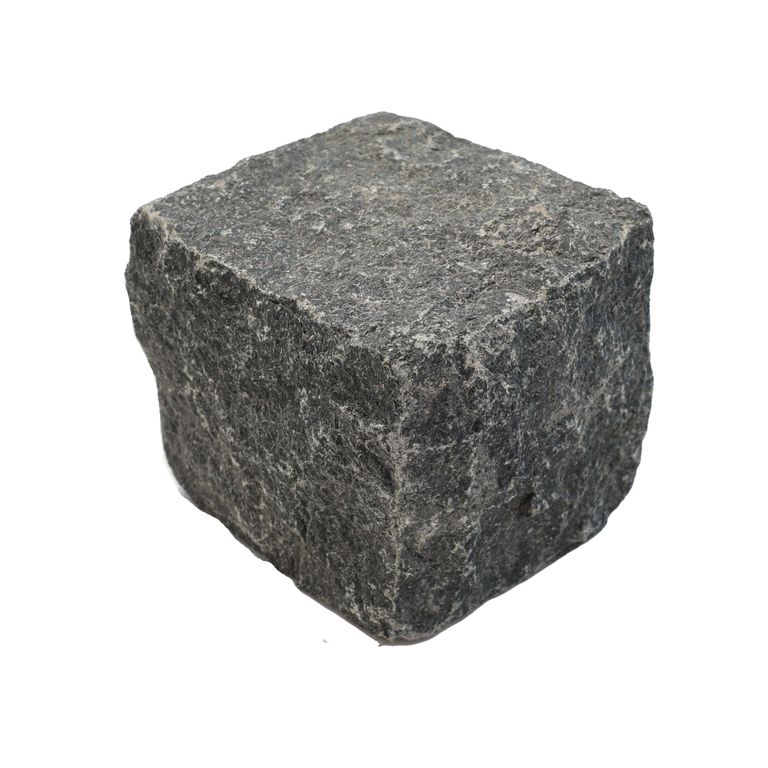 Oblique image for Black Granite Cobblestones - Squares. The surface finish shown is . The dominant color shown is black.