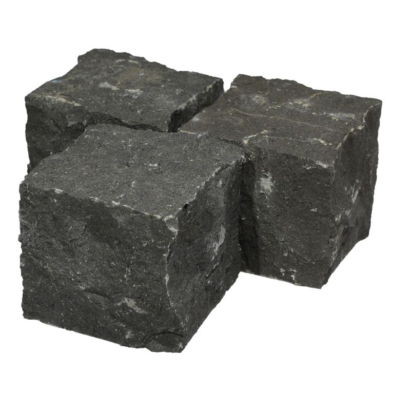 Application image for Nordic Black Basalt Cobblestones - Cubes - Split Top, Split Sides. The surface finish shown is split-face. The dominant color shown is black. The color mix creates a cool feeling.