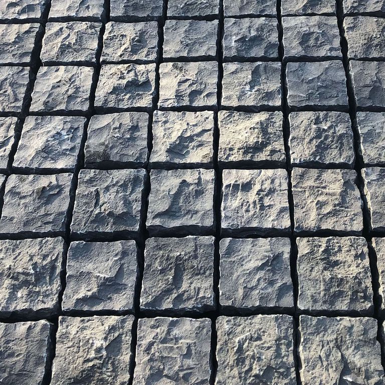Nordic Black Basalt Cobblestones - Cubes - Split Top, Split Sides