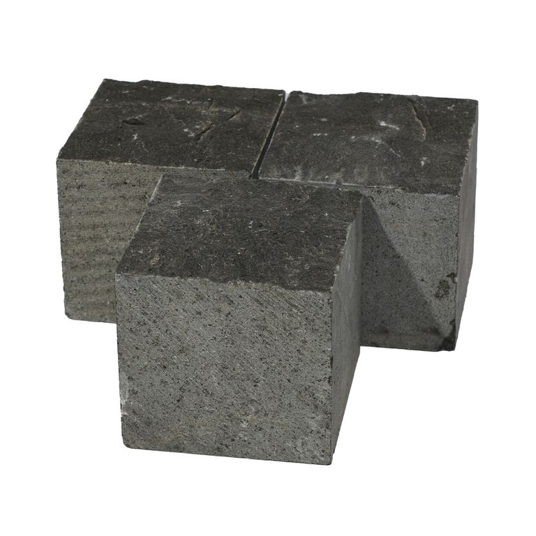 Nordic Black Basalt Cobblestones - Cubes - Split Top, Sawn Sides