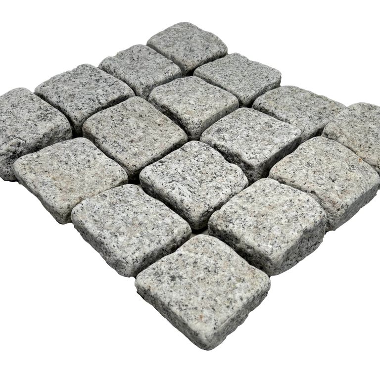 Application image for Salt & Pepper Granite - Tumbled Cobblestones. The surface finish shown is . The dominant color shown is gray. The color mix creates a cool feeling.