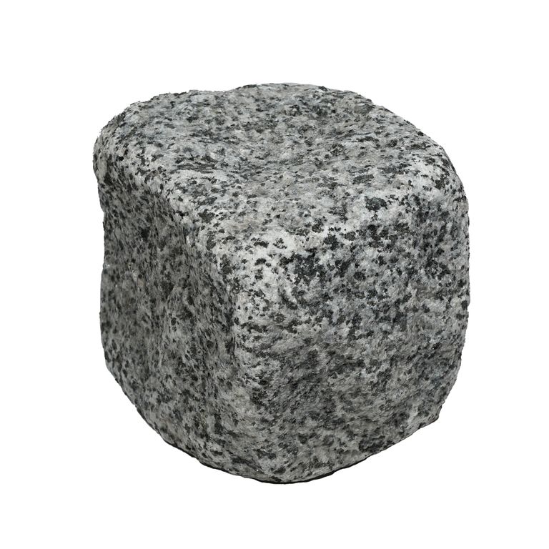 Oblique image for White House Granite - Tumbled Cobblestones. The surface finish shown is tumbled. Dominant colors shown are gray and white. The color mix creates a cool feeling.