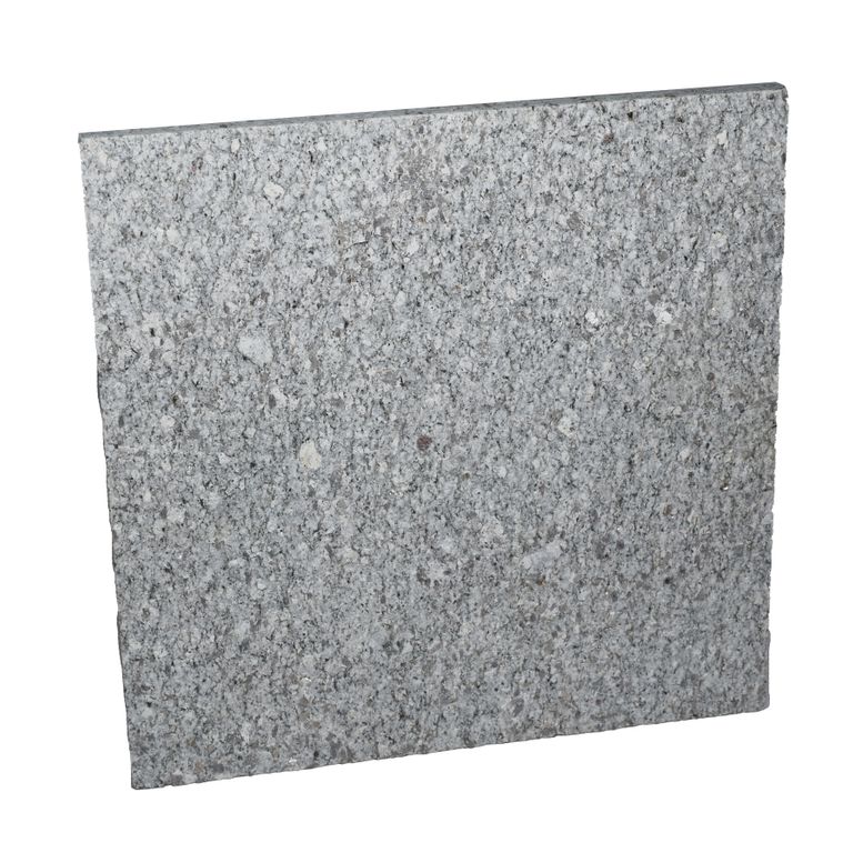 Best close-up image for Westlake Veneer - Chelmsford Gray Granite. The surface finish shown is flamed. Dominant colors shown are gray and white. The color mix creates a cool feeling.